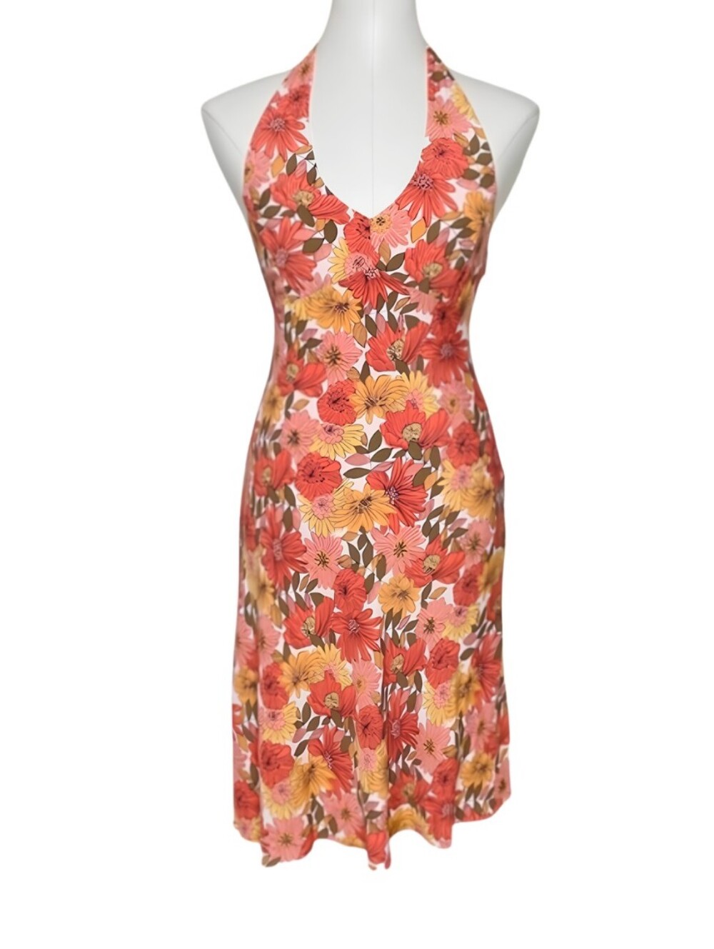 Vtg Ann Taylor Loft Floral Halter Midi Dress, Sz 2P
